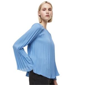 Flowy Blue Pleated Blouse